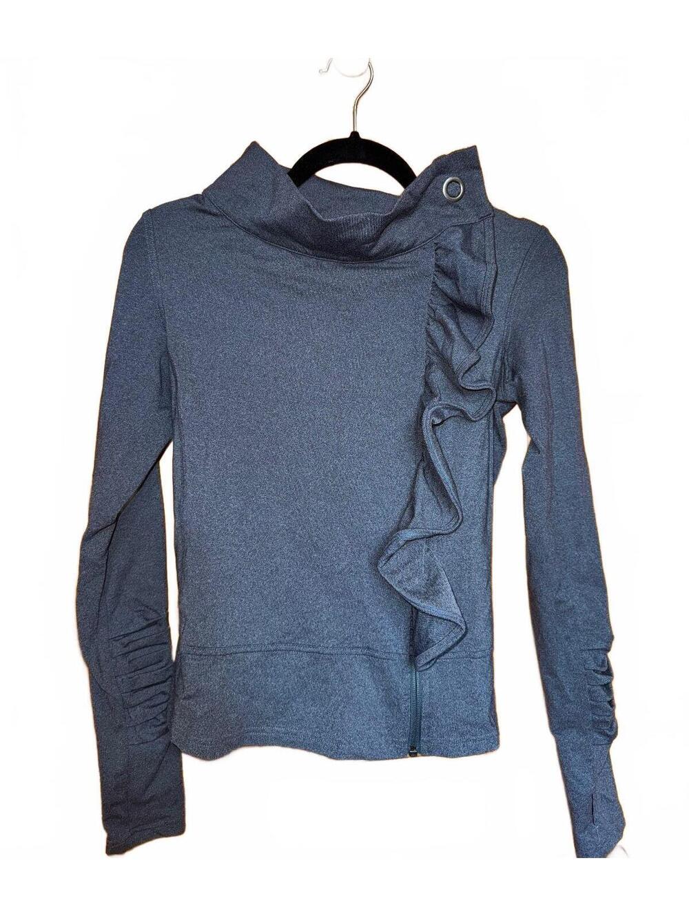 Karma gray asymmetrical ruffle long sleeve top
